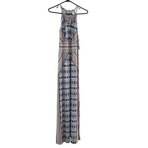 NWT London Times Multicolor Morris Halter Neck Sleeveless Maxi Dress Size 8